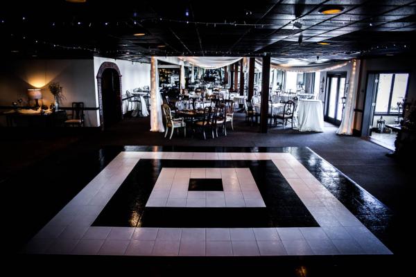 black and white wooden dance floor